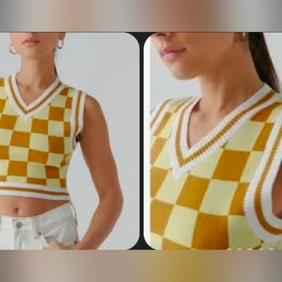 Urban Outfitters Golden Knit Top with White Trim - Picture 5 of 7